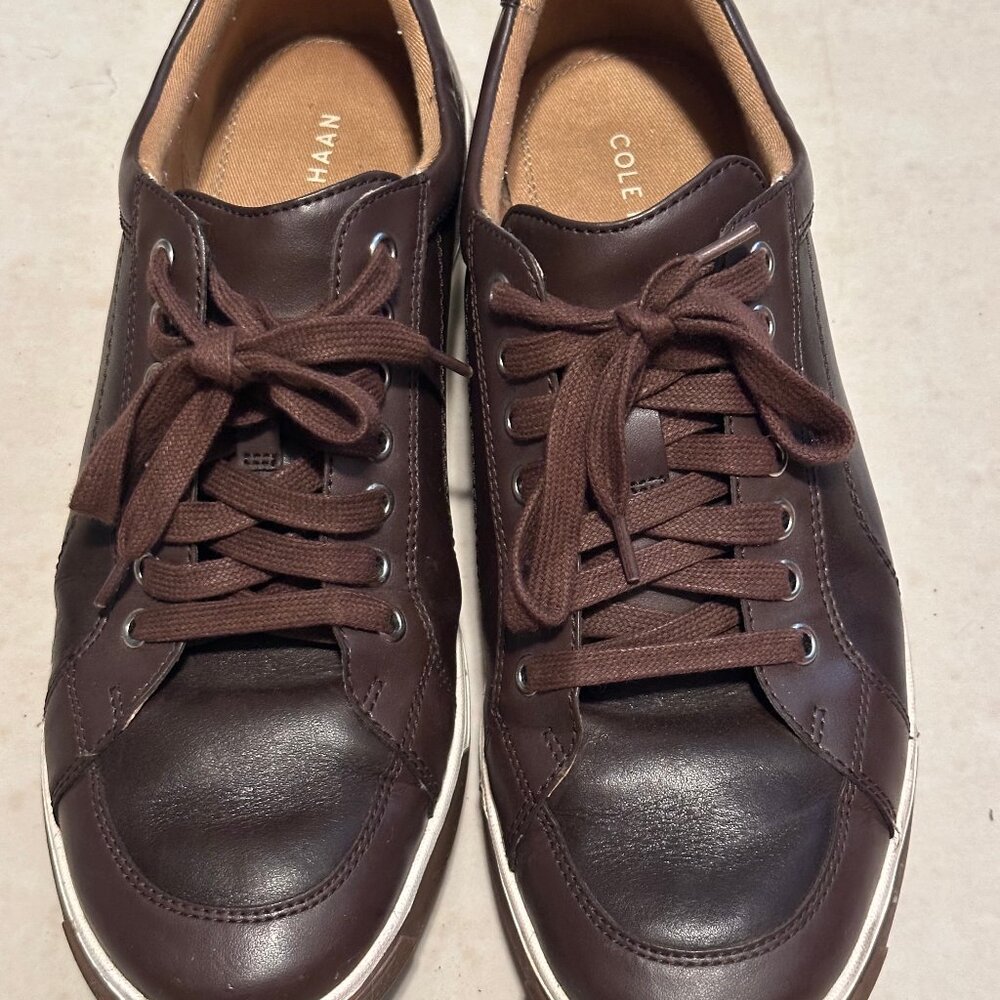 Cole Haan Men's Leather Casual Streetware Sneaker Shoe in Brown size 10.5M